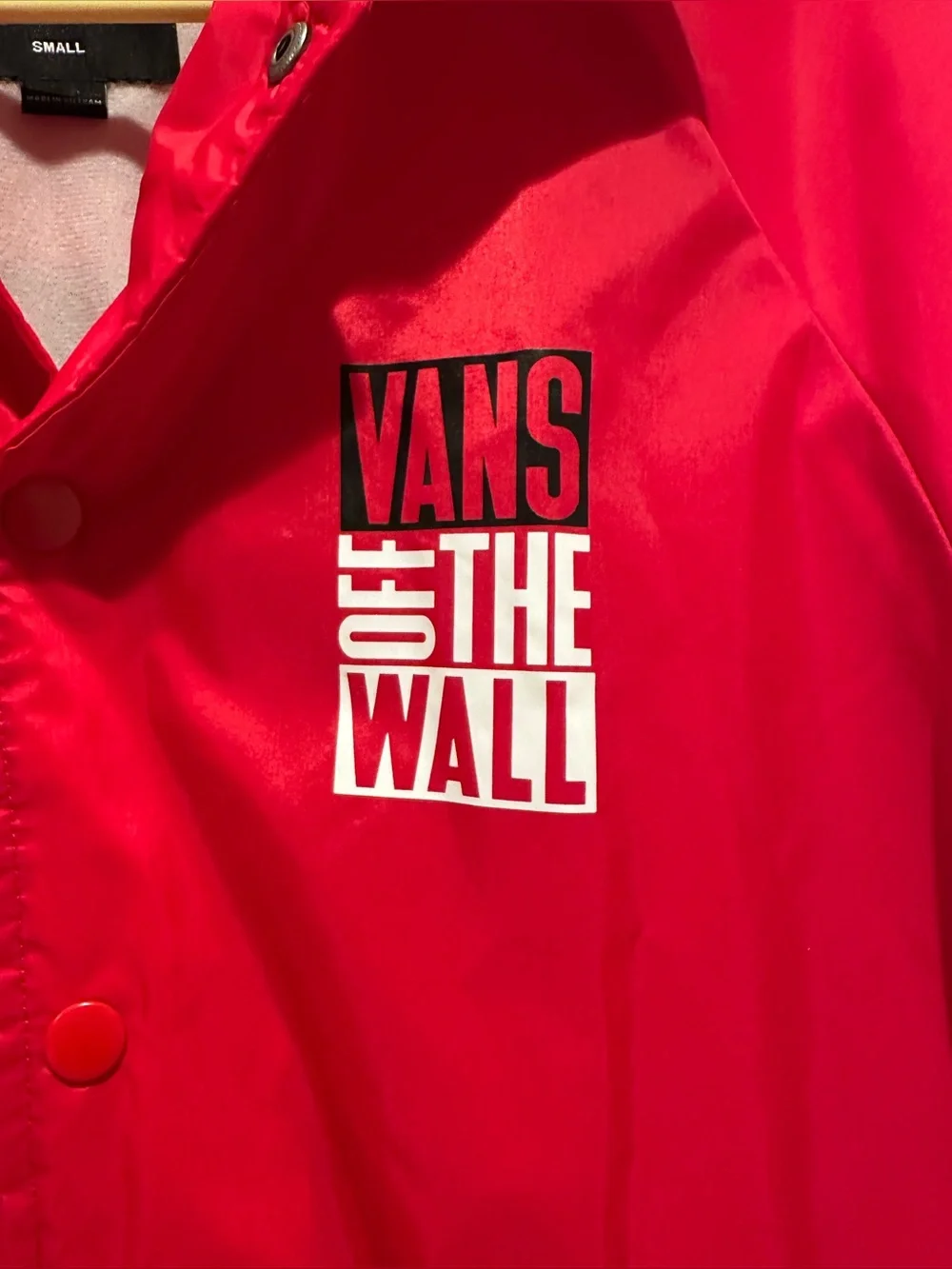 Vans Kids' Red 'Off The Wall' Coach Jacket is size small big kids